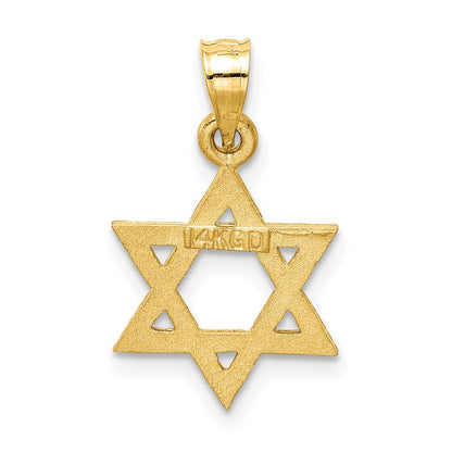 14K Gelbgold Massiv Satiniert Stern Of David Charm