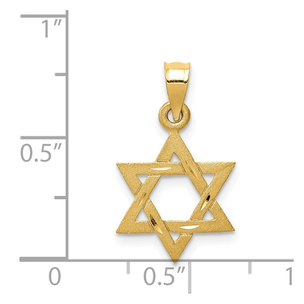 14K Gelbgold Massiv Satiniert Stern Of David Charm