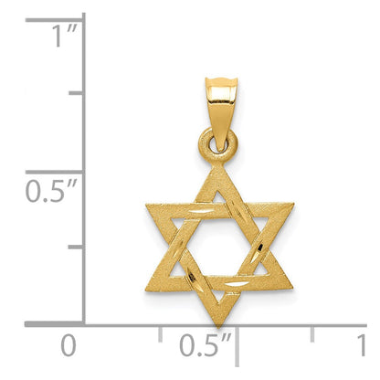 14K Gelbgold Massiv Satiniert Stern Of David Charm