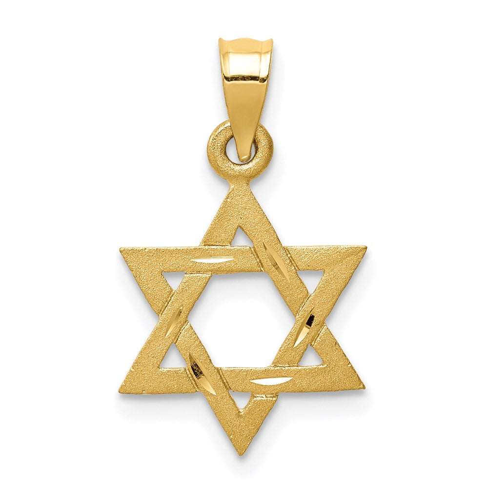 14K Gelbgold Massiv Satiniert Stern Of David Charm