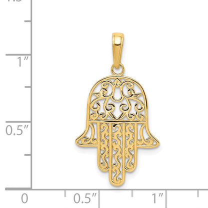 14K Gelbgold Filigran Chamseh Anhänger