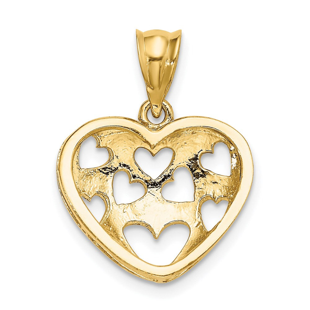 14K Gelbgold Charm mit ausgeschnittenen Herzen auf Herz