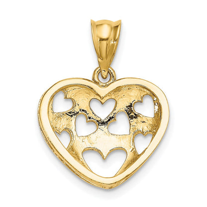 14K Gelbgold Charm mit ausgeschnittenen Herzen auf Herz