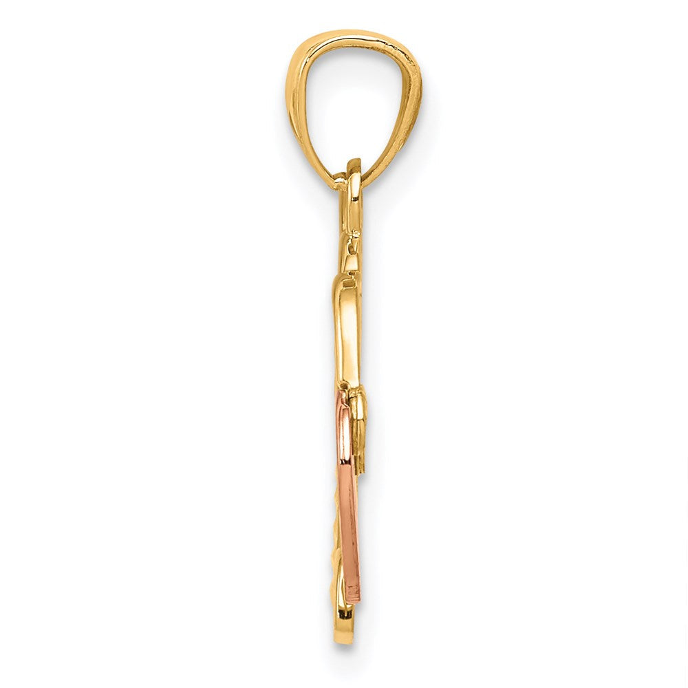 14K Bicolor Herz Schloss und Key Anhänger