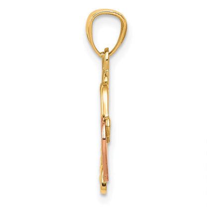 14K Bicolor Herz Schloss und Key Anhänger