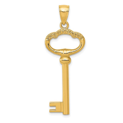 14K Gelbgold Polierter 3-D Schlüssel „KEY TO MY HEART" Charm