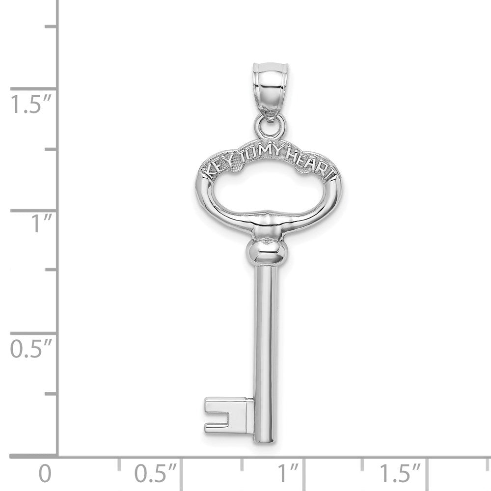 14K Weißgold 3D „SCHLÜSSEL ZU MEINEM HERZEN" Schlüssel-Charm