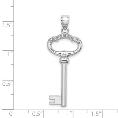 14K Weißgold 3D „SCHLÜSSEL ZU MEINEM HERZEN" Schlüssel-Charm