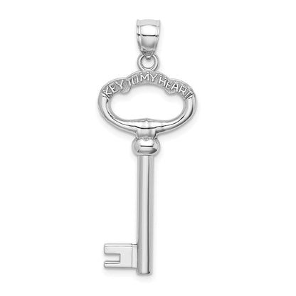 14K Weißgold 3D „SCHLÜSSEL ZU MEINEM HERZEN" Schlüssel-Charm