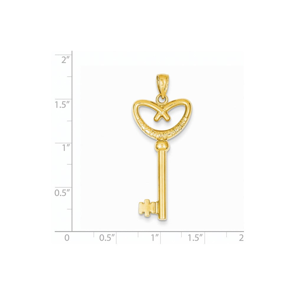 14K Gelbgold Brezel-Herz-Schlüssel mit „Schlüssel zu meinem Herzen"-Anhänger