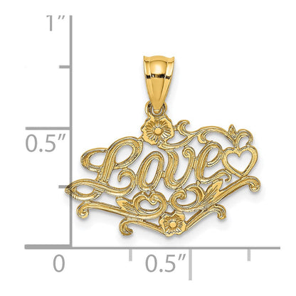 14K Gelbgold Liebe mit Herz Charm