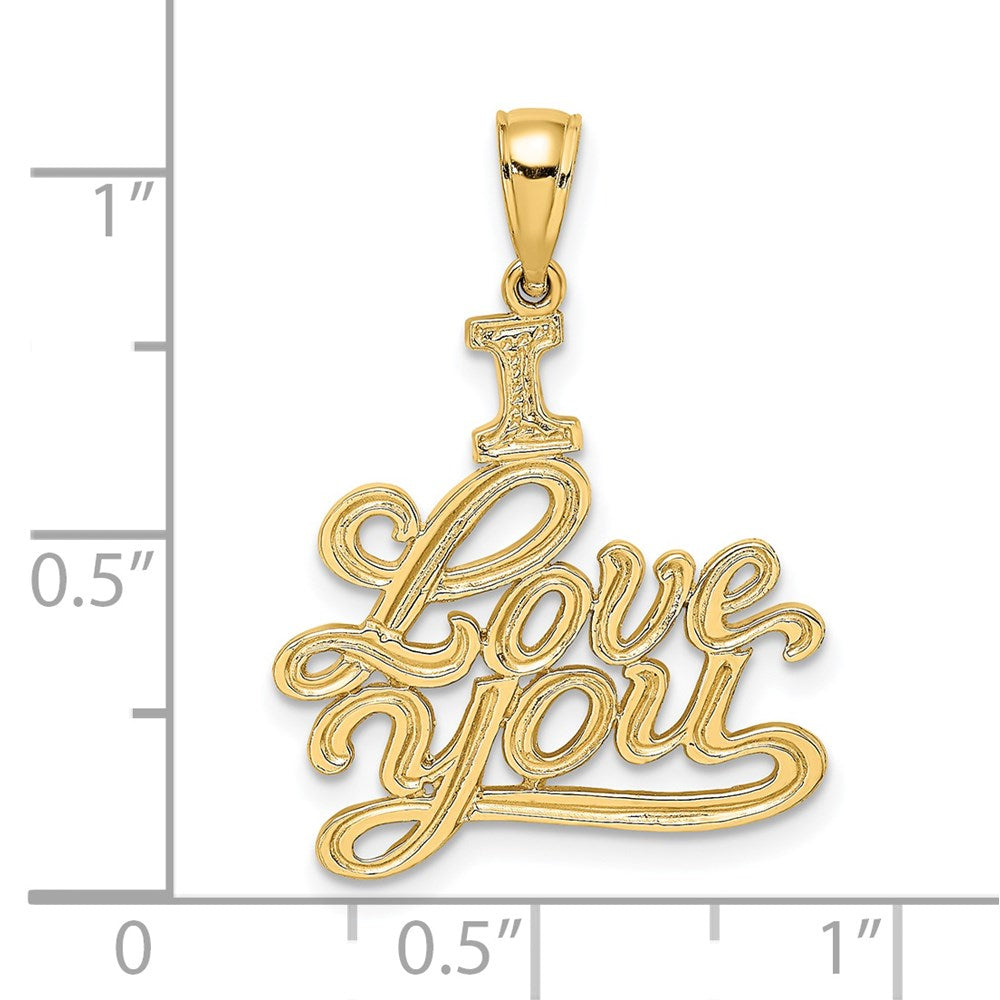 14K Gelbgold "ICH LIEBE DICH" Charm mit Textur