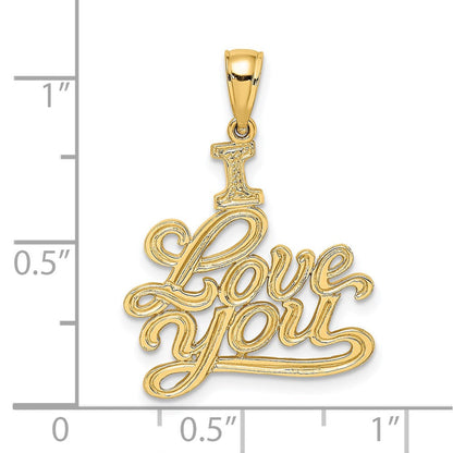 14K Gelbgold "ICH LIEBE DICH" Charm mit Textur