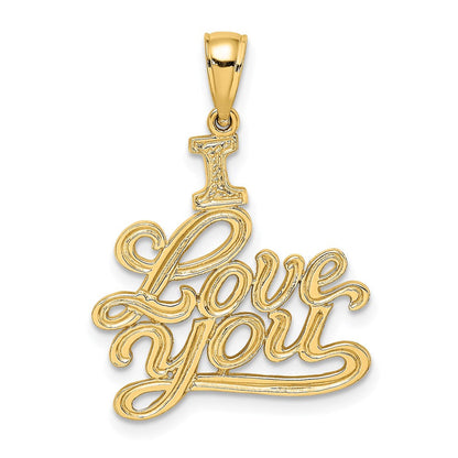 14K Gelbgold "ICH LIEBE DICH" Charm mit Textur