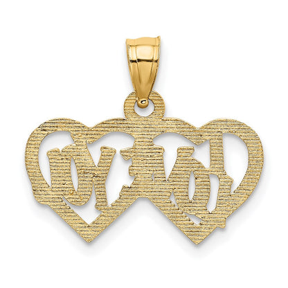 14K Gelbgold I Liebe You Doppelt Herz Charm