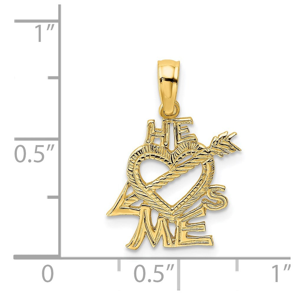 14K Gelbgold He Loves Me Herz Charm