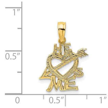 14K Gelbgold He Loves Me Herz Charm