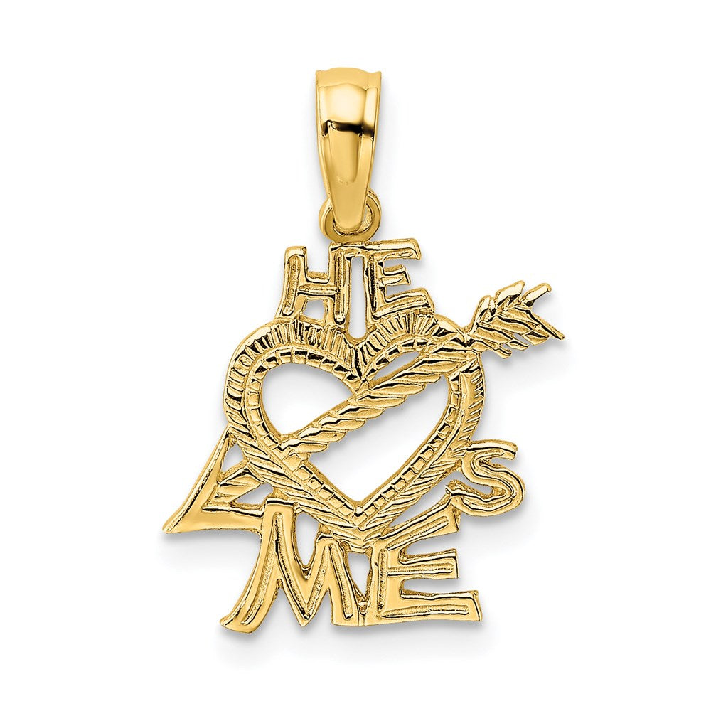14K Gelbgold He Loves Me Herz Charm