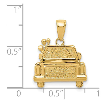 14K Gelbgold Anhänger „Just Married" poliert und strukturiert