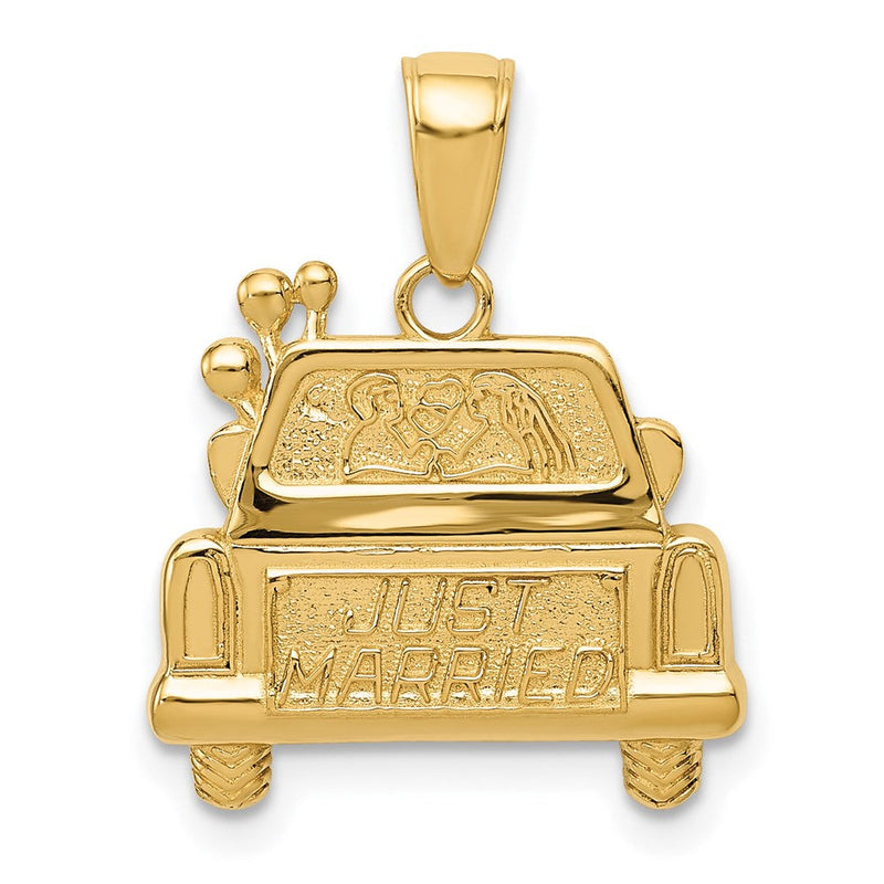 14K Gelbgold Anhänger „Just Married" poliert und strukturiert