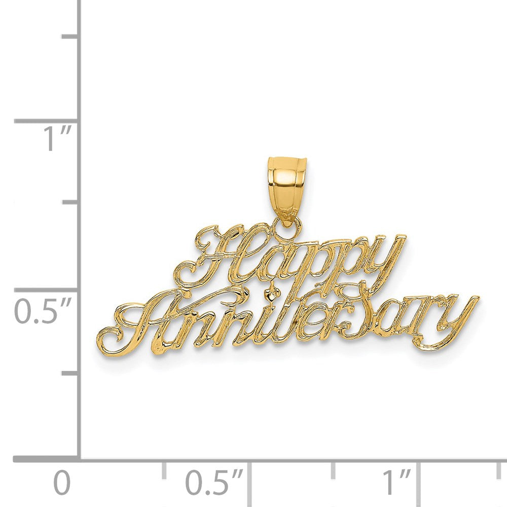 14K Gelbgold Poliert Happy Jahrestag Charm