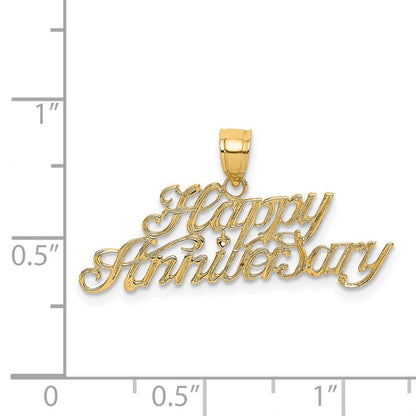 14K Gelbgold Poliert Happy Jahrestag Charm