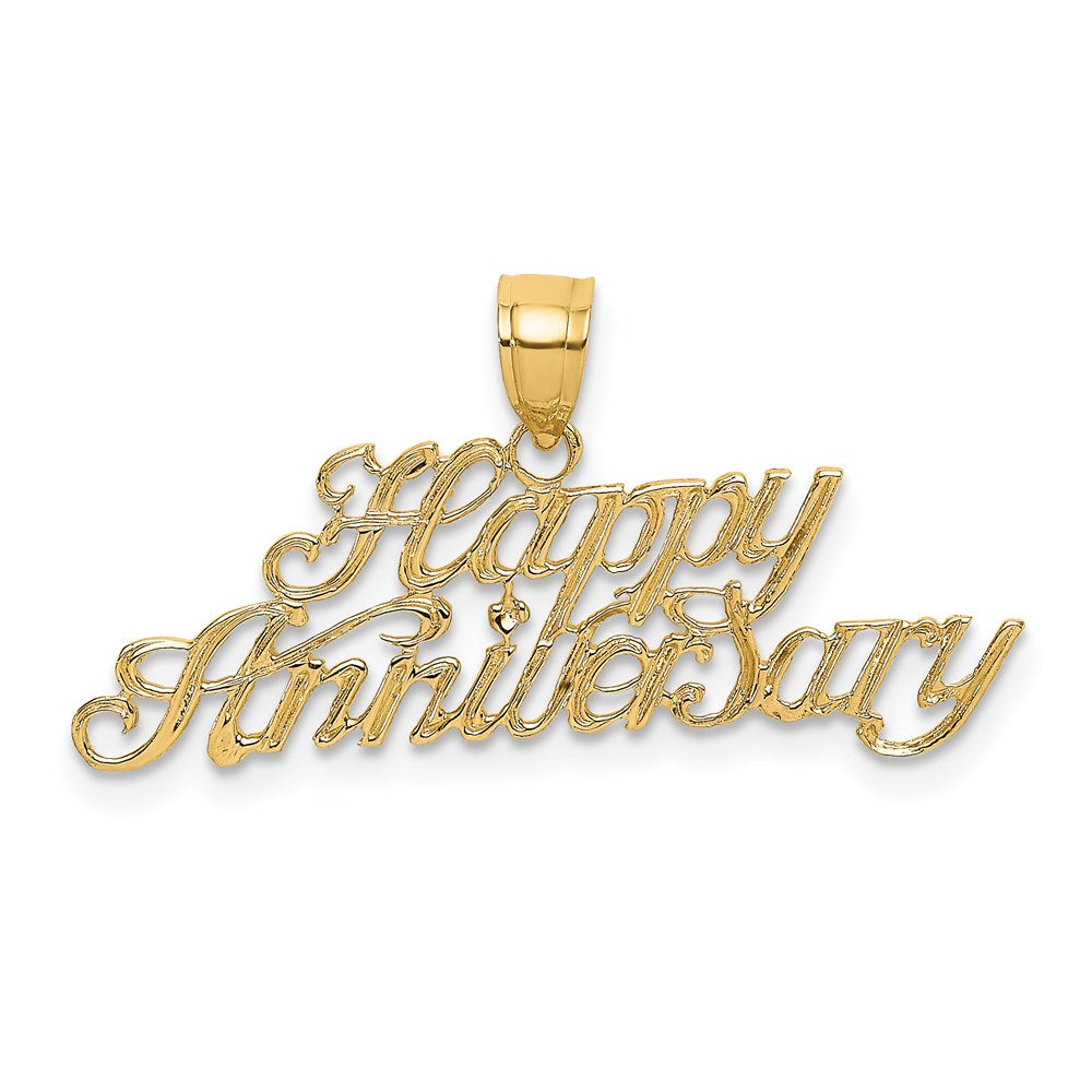 14K Gelbgold Poliert Happy Jahrestag Charm