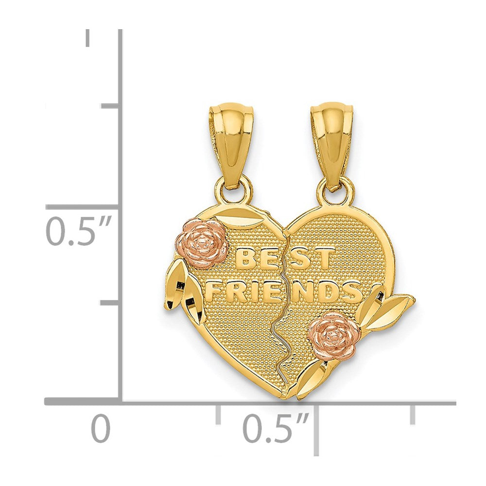 14K Bicolor Beste Friends Break Apart Herz Anhänger
