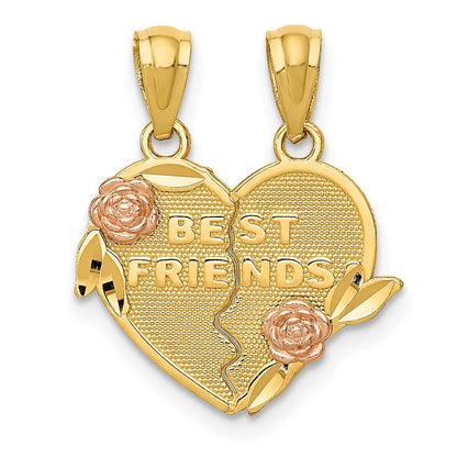 14K Bicolor Beste Friends Break Apart Herz Anhänger