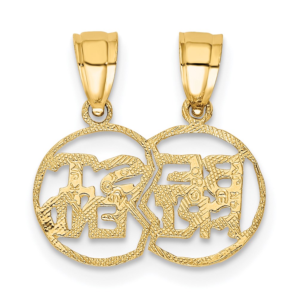 14K Gelbgold Break Apart Ausgeschnitten Beste Freund Charm