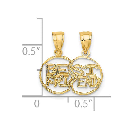 14K Gelbgold Break Apart Ausgeschnitten Beste Freund Charm