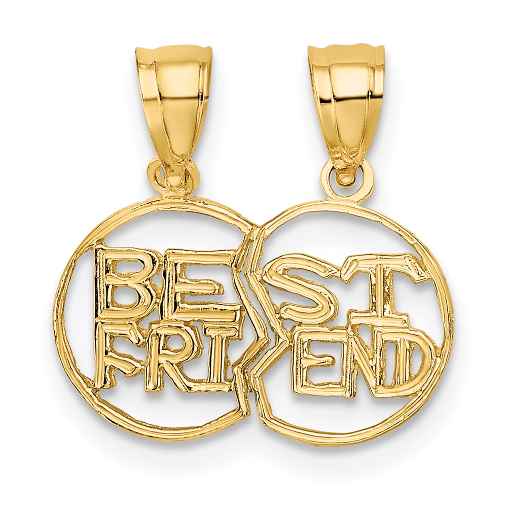 14K Gelbgold Break Apart Ausgeschnitten Beste Freund Charm