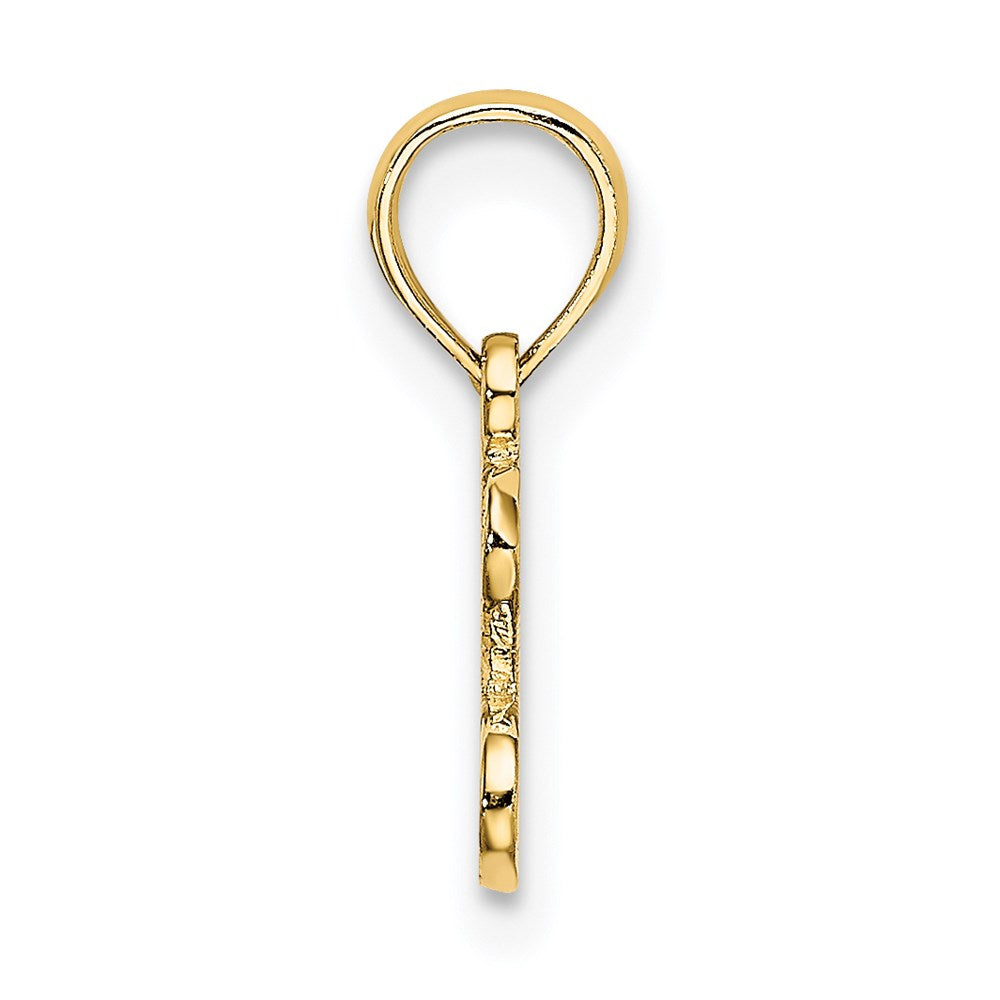 14K Gelbgold Poliert / Strukturiert I Liebe Charm
