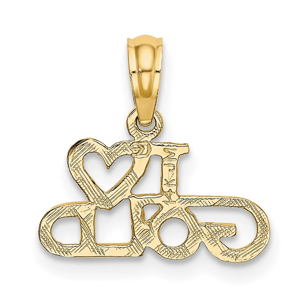 14K Gelbgold Poliert / Strukturiert I Liebe Charm
