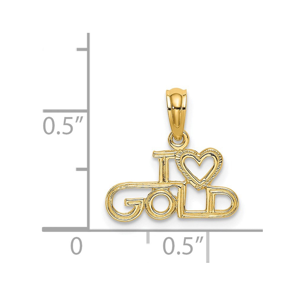 14K Gelbgold Poliert / Strukturiert I Liebe Charm