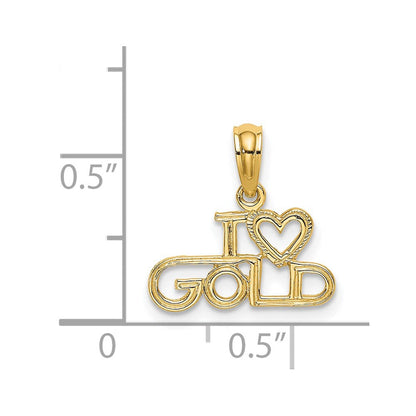 14K Gelbgold Poliert / Strukturiert I Liebe Charm