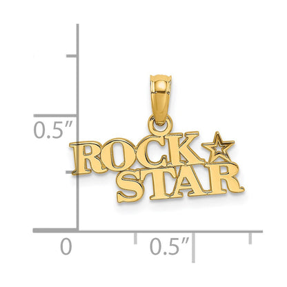 14K Gelbgold Poliert Rock Stern Charm