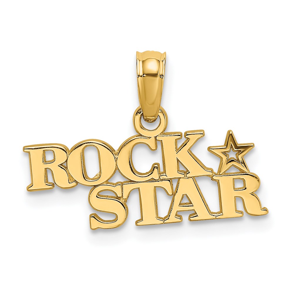 14K Gelbgold Poliert Rock Stern Charm