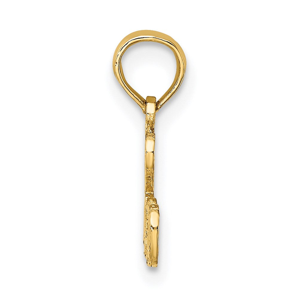 14K Gelbgold Poliert/textured I Liebe Bingo Charm