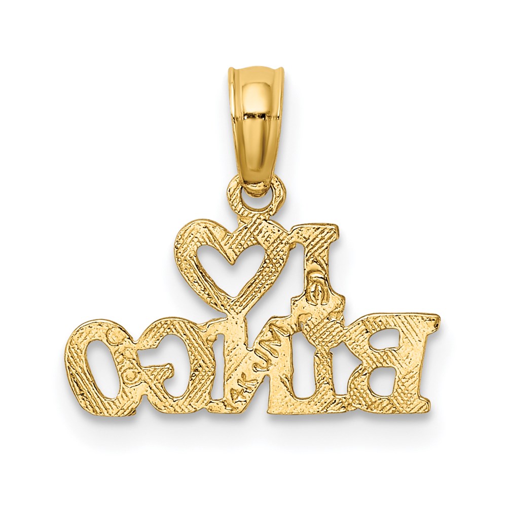 14K Gelbgold Poliert/textured I Liebe Bingo Charm