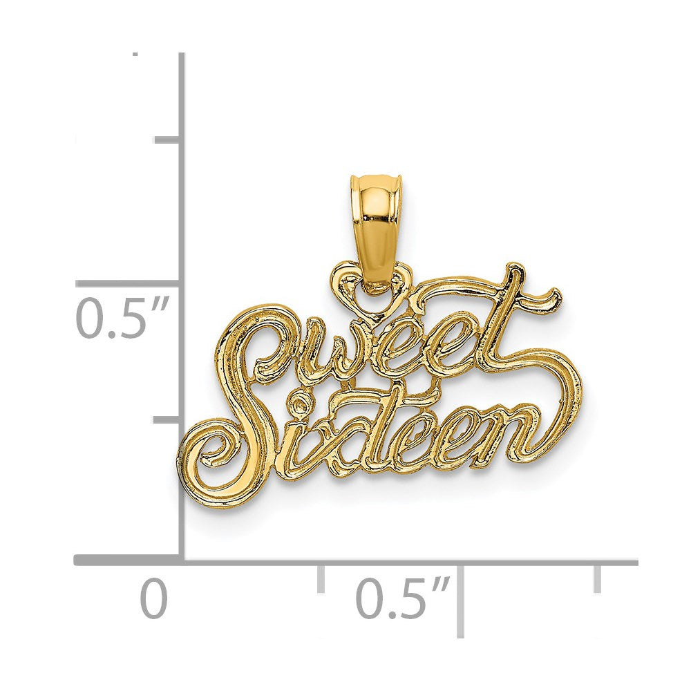 14K Gelbgold Süß Sechzehn Charm