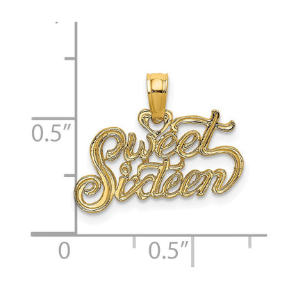 14K Gelbgold Süß Sechzehn Charm