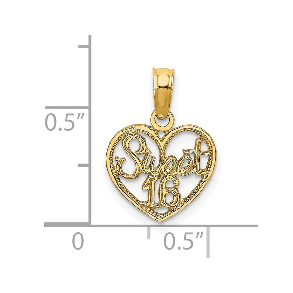 14K Gelbgold Süß 16 in Herz Charm