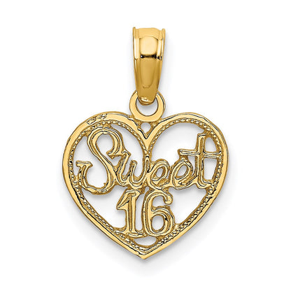 14K Gelbgold Süß 16 in Herz Charm