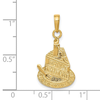 14K Gelbgold Anhänger „Kuchenstück mit Kerze – ALLES GUTE ZUM GEBURTSTAG“