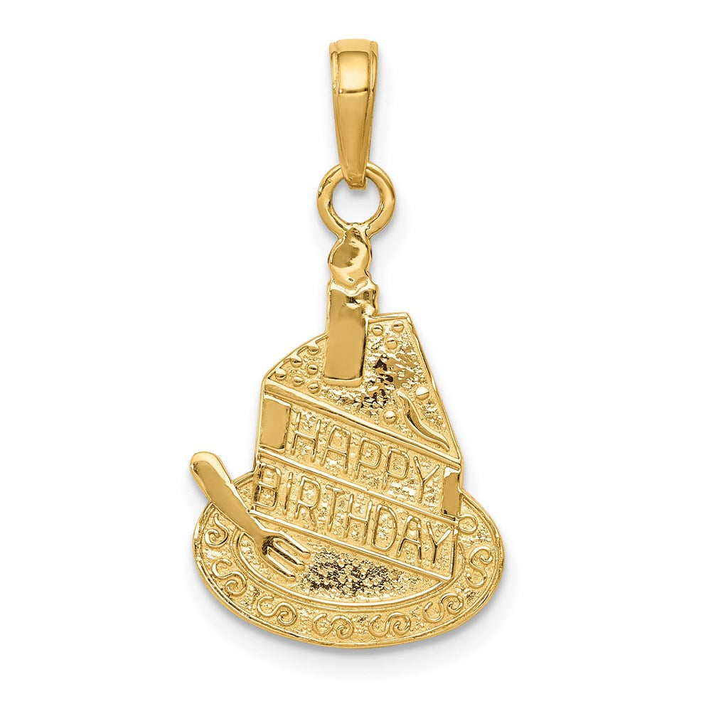 14K Gelbgold Anhänger „Kuchenstück mit Kerze – ALLES GUTE ZUM GEBURTSTAG“