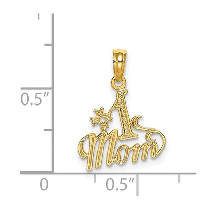 14K Gelbgold Poliert #1 Mama Anhänger