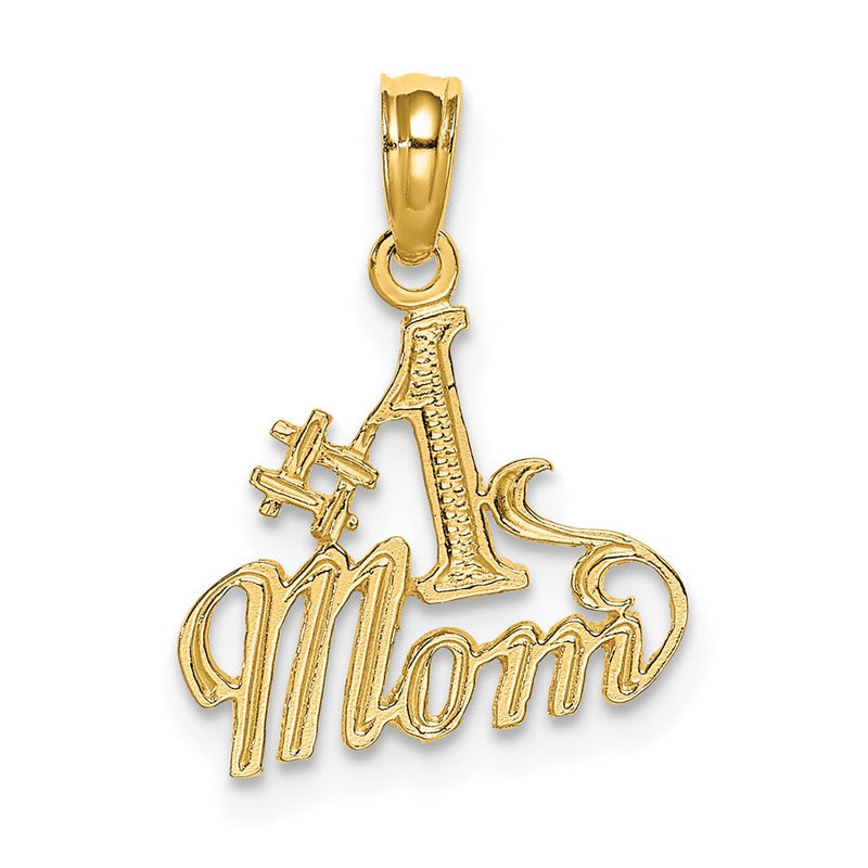 14K Gelbgold Poliert #1 Mama Anhänger
