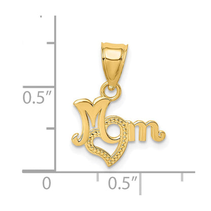 14K Gelbgold Mama mit Herz Charm