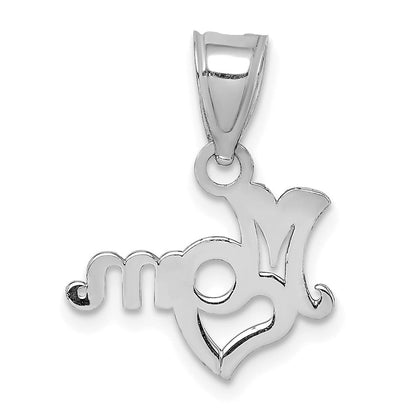 14K Weißgold Mama mit Herz Anhänger